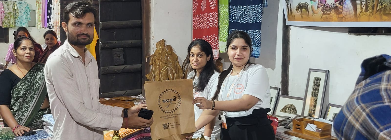 KalaSaathi exhibition booth — artisan textiles